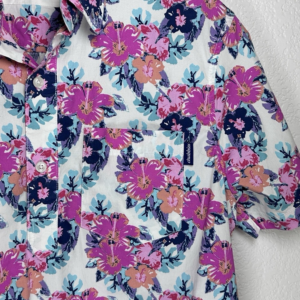 Chubbies The Wedding‎ Crasher Shirt Pink Floral Hawaiian S/S Half-button Med - Picture 3 of 11